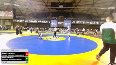 120 lbs 5th Place Match - Aliyah Lachney, Thunder Mountain Wrestling Club vs Alicia Tadema, Redmond Wrestling Academy