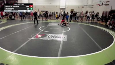 92 lbs Quarters - Kingston Gardas, Mounds View Mustangs Wrestling Club vs Aden Czepa, New Prague Wrestling