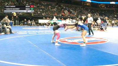 120 Class 1 lbs Quarterfinal - Lilly Goetz, Excelsior Springs vs Hadlye Sackrey, Brookfield