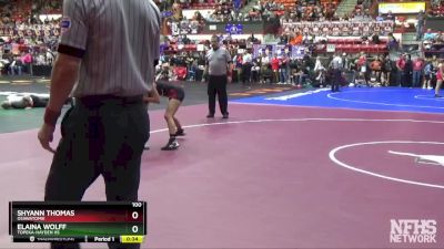 100 lbs Cons. Round 1 - Elaina Wolff, Topeka-Hayden HS vs Shyann Thomas, Osawatomie