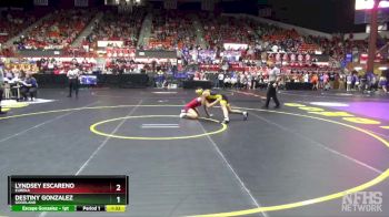 140 lbs Semifinal - Destiny Gonzalez, Goodland vs Lyndsey Escareno, Eureka