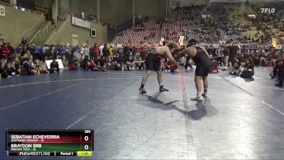 285 lbs Round 1 (16 Team) - Braydon Erb, Indiana Tech vs Sebatian Echeverria, Southern Oregon