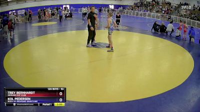 92 lbs Quarterfinal - Trey Bernhardt, Siuslaw Mat Club vs Kol Pedersen, Rock Of Redmond Wrestling