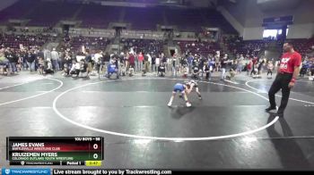 56 lbs Semifinal - Kruizemen Myers, Colorado Outlaws Youth Wrestling vs James Evans, Bartlesville Wrestling Club