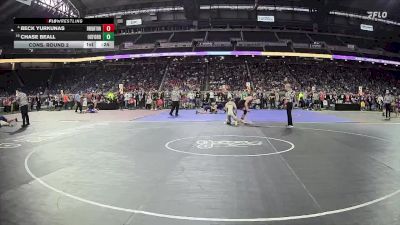 D1-132 lbs Cons. Round 2 - Chase Beall, Oxford HS vs Beck Yurkunas, Brighton HS