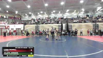 102-111 lbs Quarterfinal - Lyriq Crowell, Central vs Kalista Johnson, Midwest Xtreme Wrestling