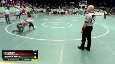 126 lbs Quarterfinal - Eli Broady, Mt. Vernon (Fortville) vs Matthew Baylor, Milan