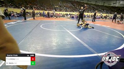 43 lbs Quarterfinal - Tyler Lindsey, Clinton Youth Wrestling vs Hunter Wells, Claremore Wrestling Club