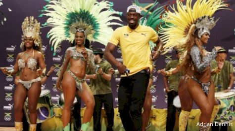 Usain Bolt Dances As He Exits Olympic Press Conference