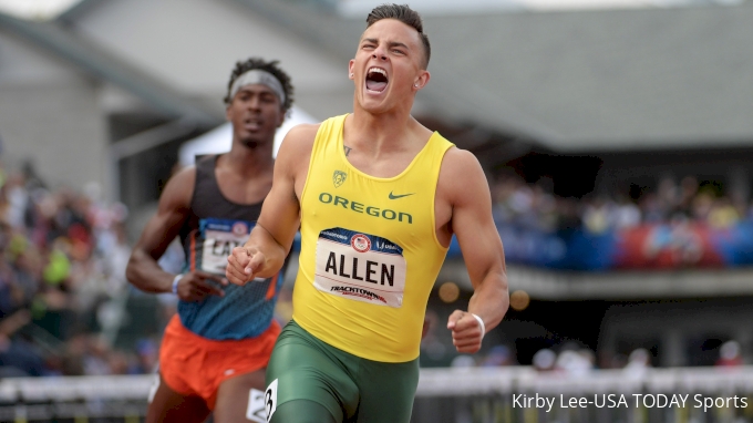 US Olympic sprinter Devon Allen caught a 55-yard touchdown for the