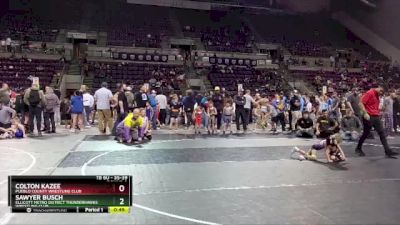 35-39 lbs Round 3 - Colton Kazee, Pueblo County Wrestling Club vs Sawyer Busch, Ellicott Metro District Thunderhawks Wrestling Club