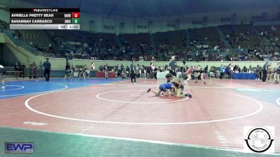 92 lbs Semifinal - Avriella Pretty Bear, Harrah vs Savannah Carrasco, Union Girls JH