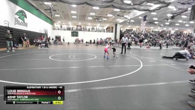 45 lbs Quarterfinal - Kemp Taylor, Southwest Timberwolves Kids vs Louie Bringus, Greater Heights Wrestling