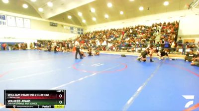 175 lbs Champ. Round 2 - Waheeb Awad, Canyon Springs High School vs William Martinez Gutierrez, Corona 100