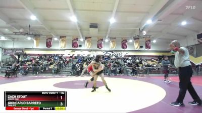 132 lbs Cons. Round 1 - Zach Stout, Great Oak vs Gioncarlo Barreto, Taquitz