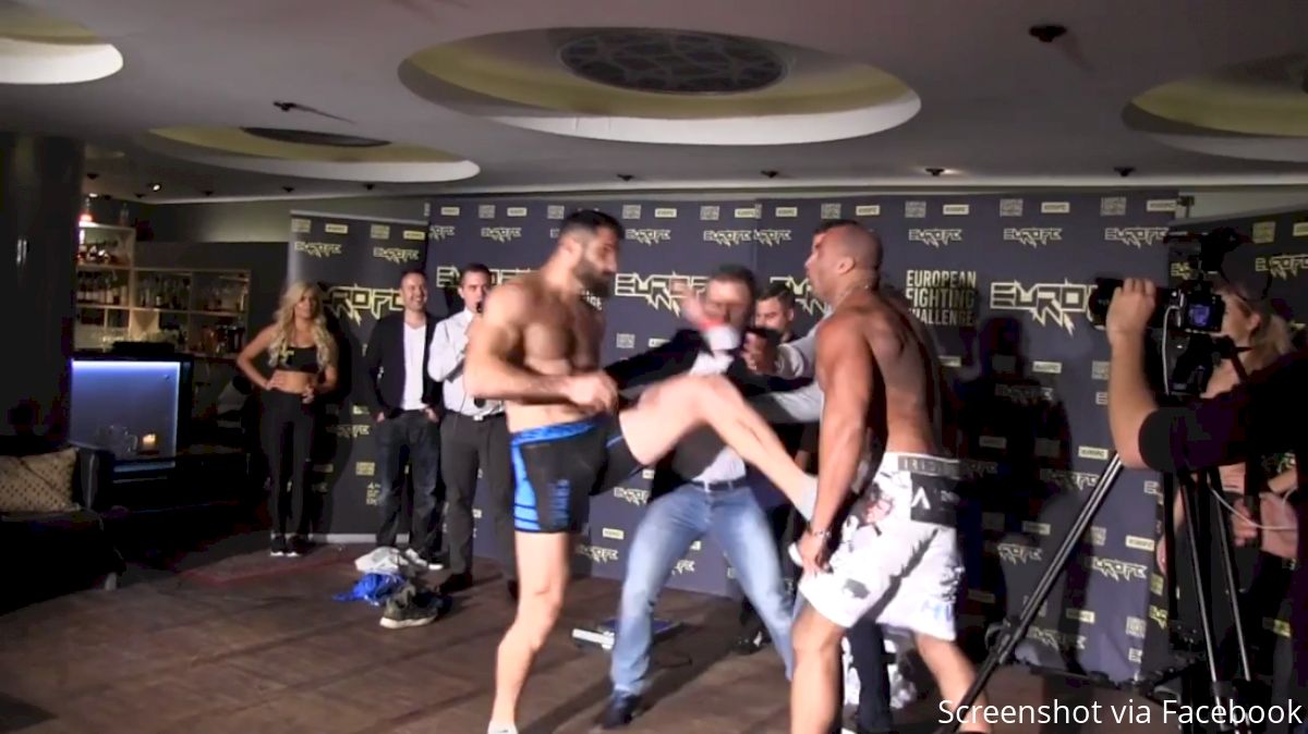 Watch: Fighter Kicks Opponent at European Fighting Challenge 01 Weigh-In