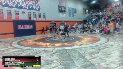 132 lbs Quarterfinal - Sophia Satterfield, Crossroads Wrestling vs Jacee Cox, Mayhem Wrestling Club