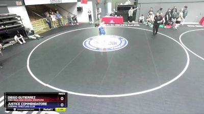 126 lbs Cons. Round 1 - Diego Gutierrez, Mira Mesa High School Wrestling vs Justice Commendatore, Cardinal Wrestling Club