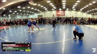 98 lbs Cons. Round 2 - Luke Horbal, Williamsburg Wrestling Club vs Graham Barber, Williamsburg Wrestling Club