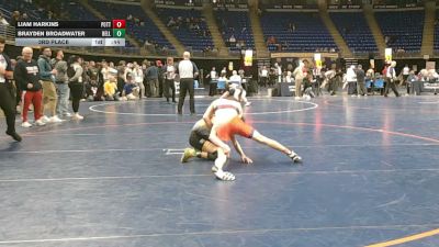 117 lbs 3rd Place - Liam Harkins, Pottsgrove vs Brayden Broadwater, Belle Vernon