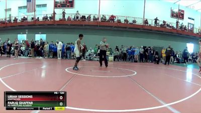 120 lbs Cons. Round 1 - Uriah Sessions, Unattached vs Faruq Ghaffar, M3 Wrestling Academy