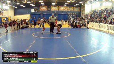 80 lbs Round 5 - Rylee Beville, Cocoa Beach Wrestling Club vs Beau Auzenne, Team Barracuda Wrestling Club