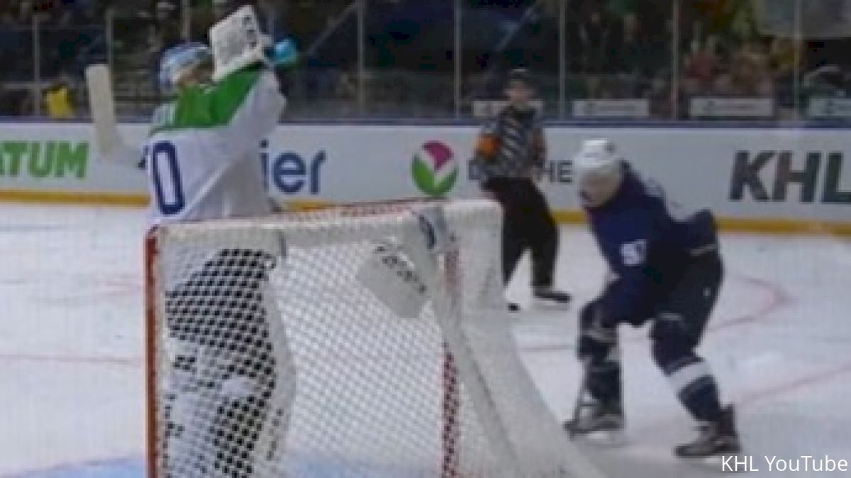 KHL Blooper: Goalie Quenches His Thirst As Forwards Shoot On Net