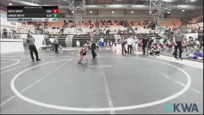 43 lbs 3rd Place - Nico West, D3 Wrestling Cluib vs Amos Boyd, Harrah Little League Wrestling