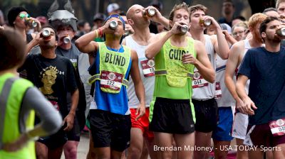 WATCH: Legally blind runner wins beer mile