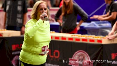 82 year old beer miler Elvira Montes runs her third FloTrack Beer Mile