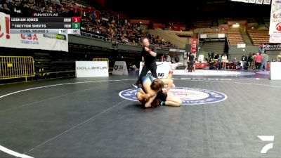 Junior Boys - 157 lbs Cons. Round 3 - Leshan Jones, Blood Run'th Orange Wrestling Club vs Treyton Sheets, Frontier High School Wrestling