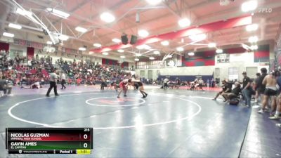 215 lbs Champ. Round 2 - Nicolas Guzman, Imperial High School vs Gavin Ames, El Capitan