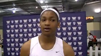 Trinity Wilson after winning 60 meter hurdles at 2012 UW Invitational