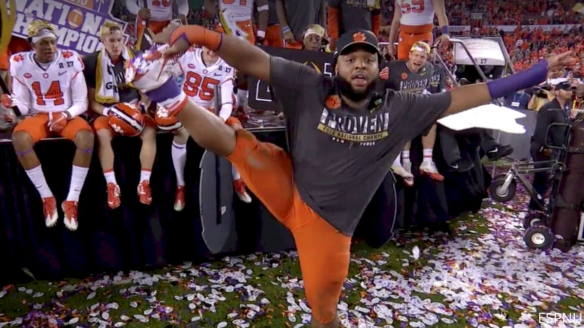 Clemson Football Player Shows Off His Cheer Skills!