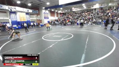 157 lbs Cons. Round 3 - Noah De Los Santos, Sonora (La Habra) vs Carmine Martinez, Brawley Union