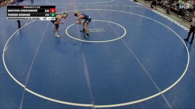 144 lbs Quarterfinals (8 Team) - Parker Zikmund, Central City vs Brayden Kreikemeier, Bennington