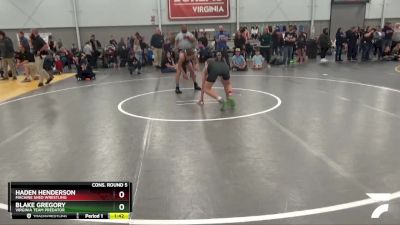 110 lbs Cons. Round 5 - Blake Gregory, Virginia Team Predator vs Haden Henderson, Machine Shed Wrestling