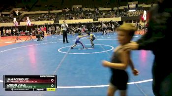 52 lbs Quarterfinal - Carter Delce, Smithfield Youth Wrestling vs Liam Rodriguez, Williamsburg Wrestling Clib