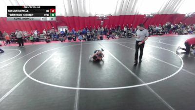 12U Boys - 74 lbs Cons. Round 2 - Tayden DeWall, Ironhawk Wrestling Academy vs Grayson Kreiter, Campbellsport Youth Wrestling Club