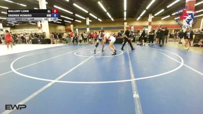 145 lbs Round Of 16 - Mallory Lowe, All American Wrestling Club vs Desiree Romero, Boneyard Wrestling Academy