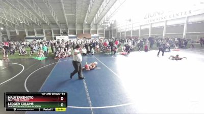 55 lbs Quarterfinal - Ledger Collins, Sanderson Wrestling Academy vs Maui Takemoto, Team Pride Academy