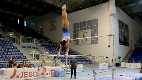 Melanie De Jesus Dos Santos (FRA) Shows Bar Routine With Big Releases And Full Twisting Double Lay - Training Day 3, 2017 Jesolo Trophy