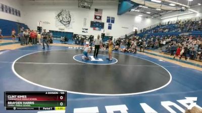 105 lbs Quarterfinal - Brayden Harris, Lovell Middle School vs Clint Kimes, Thermopolis Middle School