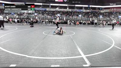 92 lbs Quarterfinal - Wyatt Jones, Honey Badgers Wrestling Club vs Jaxten Harrington, Ozark Youth Wrestling