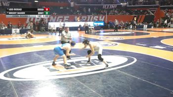 3A 150 lbs Cons. Round 1 - Brody Baker, Quincy (Sr.) vs Leo Rosas, West Chicago (H.S.)