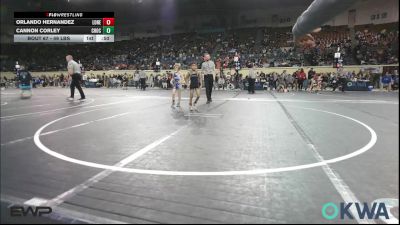 49 lbs Consi Of 8 #1 - Orlando Hernandez, Lone Grove Takedown Club vs Cannon Corley, Choctaw Ironman Youth Wrestling