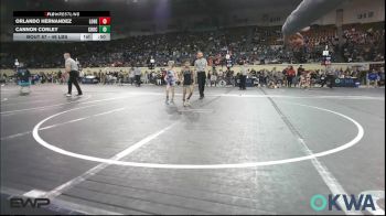 49 lbs Consi Of 8 #1 - Orlando Hernandez, Lone Grove Takedown Club vs Cannon Corley, Choctaw Ironman Youth Wrestling