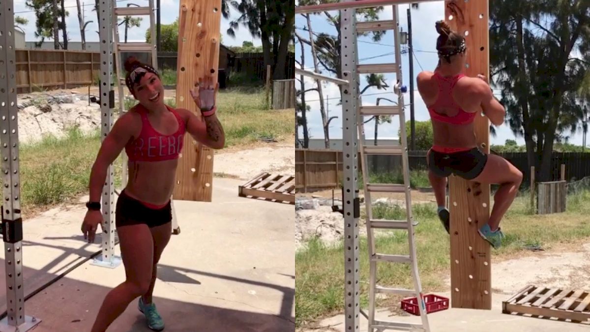 2017 CrossFit Games Rookie Bethany Branham Ascends A Swinging Pegboard