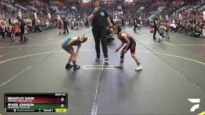 67 lbs Cons. Round 2 - Brantley David, Fremont Wolfpack WC vs Ryker Johnson, Kingsford Youth WC