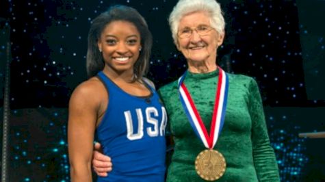Simone Biles Surprises World's Oldest Gymnast On NBC's 'Little Big Shots'